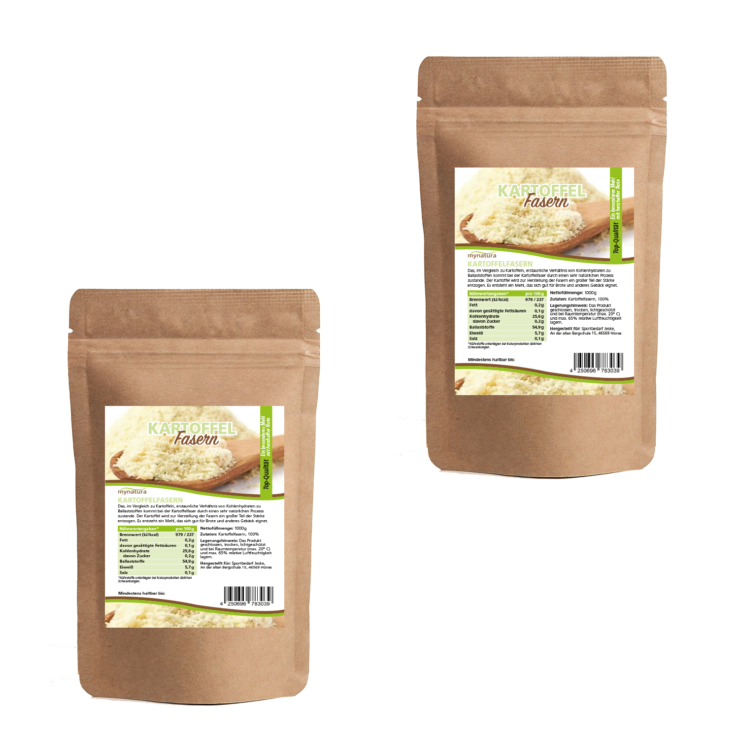 9,95€/kg Mynatura Kartoffelfasern 2x 1000g I Mehl Kartoffel