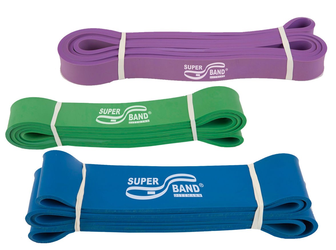 Dittmann SUPERBAND 3er Kombi Lila, Grün, Blau Gymnastikband, Reha,Therapie Dittmann SUPERBAND 3er Kombi Lila, Grün, Blau Gymnastikband, Reha,Therapie