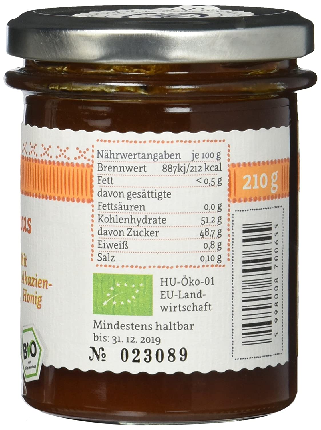 Tarpa Bio Aprikosenmus mit Akazienhonig Tarpa Bio Aprikosenmus mit Akazienhonig
