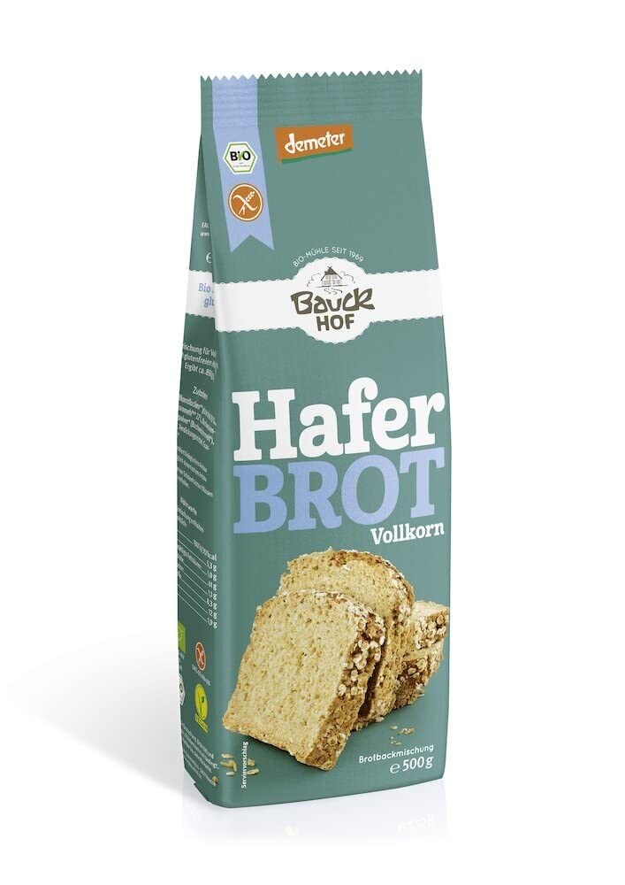 Bauckhof Haferbrot Vollkorn glutenfrei Bio,(6x500g)