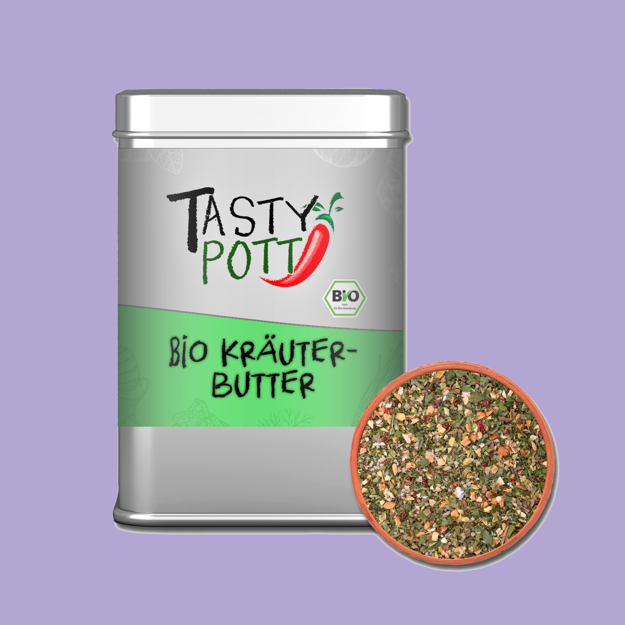 Bio Kräuterbutter Mix - Kräutermischung - 80g Dose von Tasty Pott
