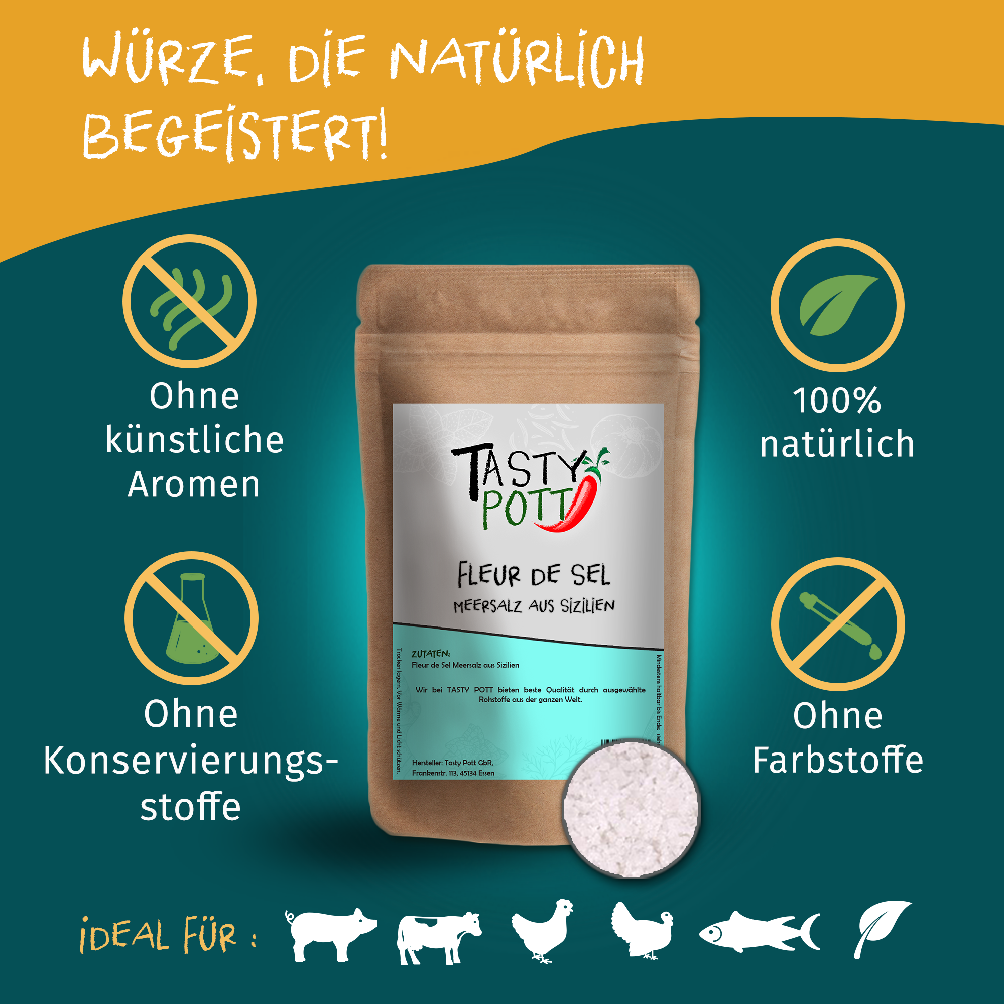 Fleur de Sel Meersalz 150g Dose von Tasty Pott