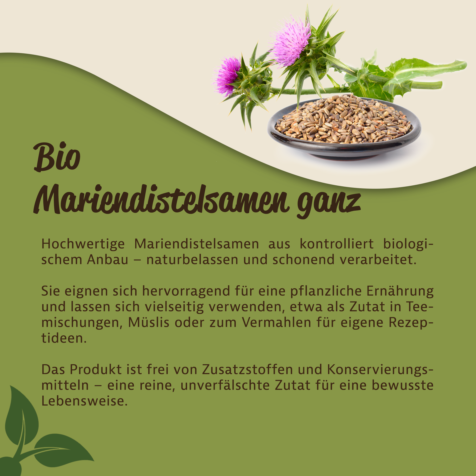 Bio Mariendistelsamen von Mynatura – Naturbelassen & Vielseitig Einsetzbar 0,5Kg
