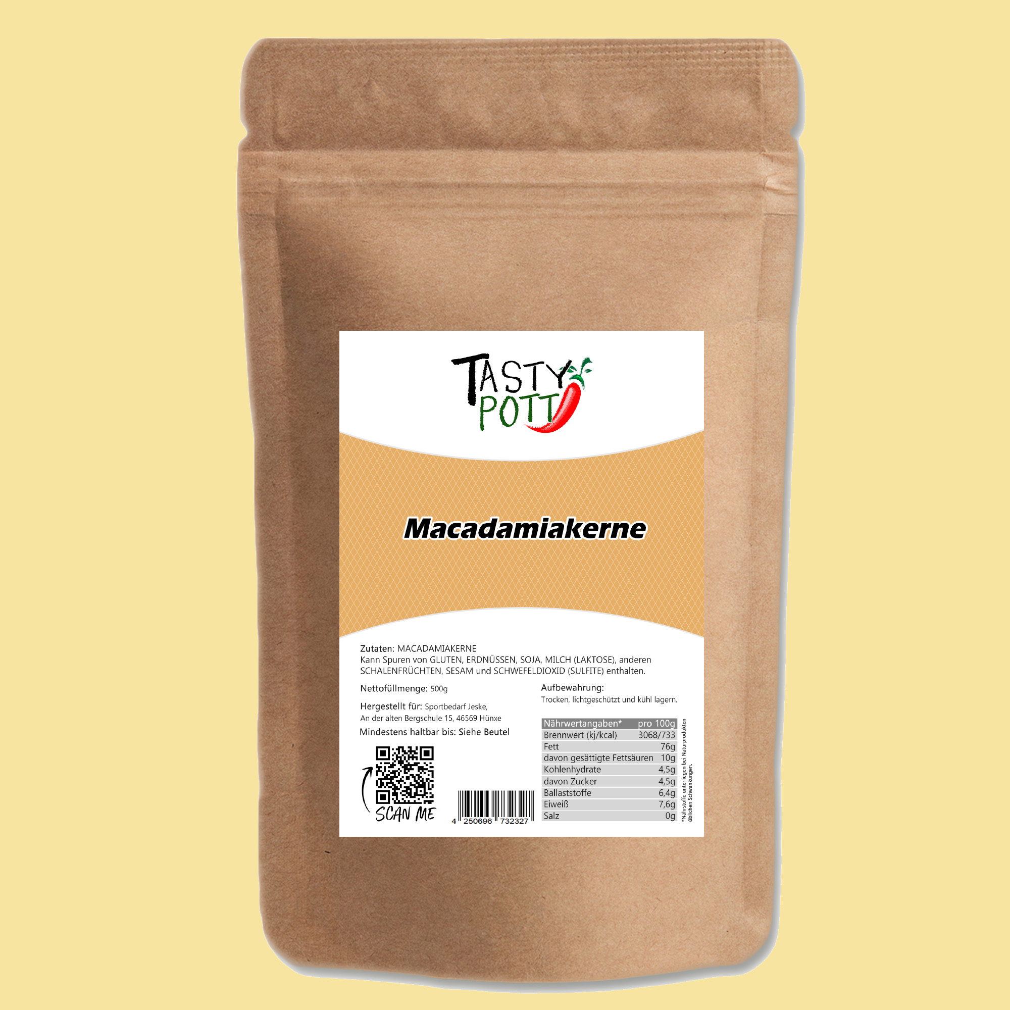 Macadamianüsse - Macadamia Nuss | 500g Tasty Pott