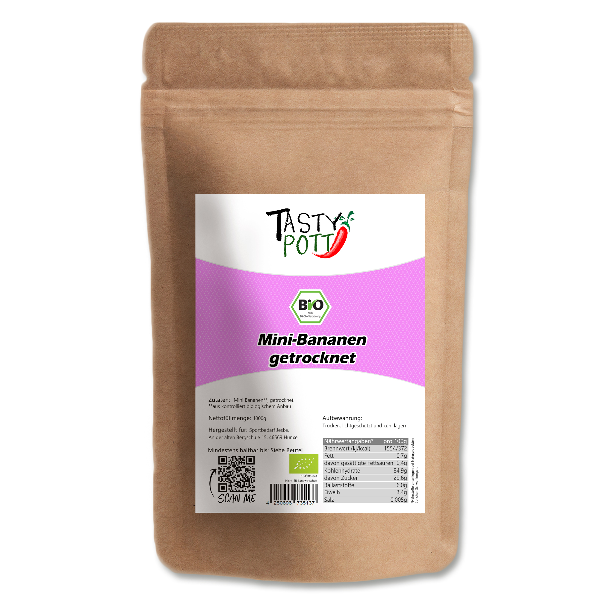 Baby Banane getrocknet - Babybananen - Tasty Pott  Baby Banane getrocknet - Babybananen - Tasty Pott