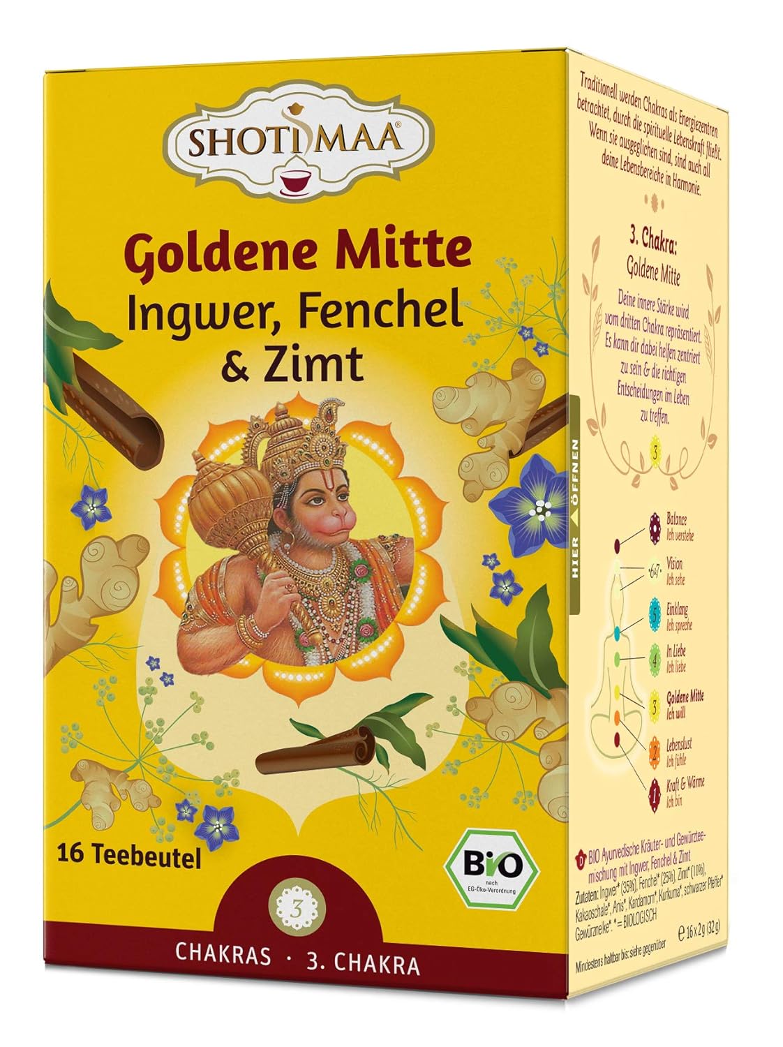 Shoti Maa Bio-Ayurveda-Tee Goldene Mitte - Ingwer, Fenchel & Zimt, (6x32g) Shoti Maa Bio-Ayurveda-Tee Goldene Mitte - Ingwer, Fenchel & Zimt, (6x32g)