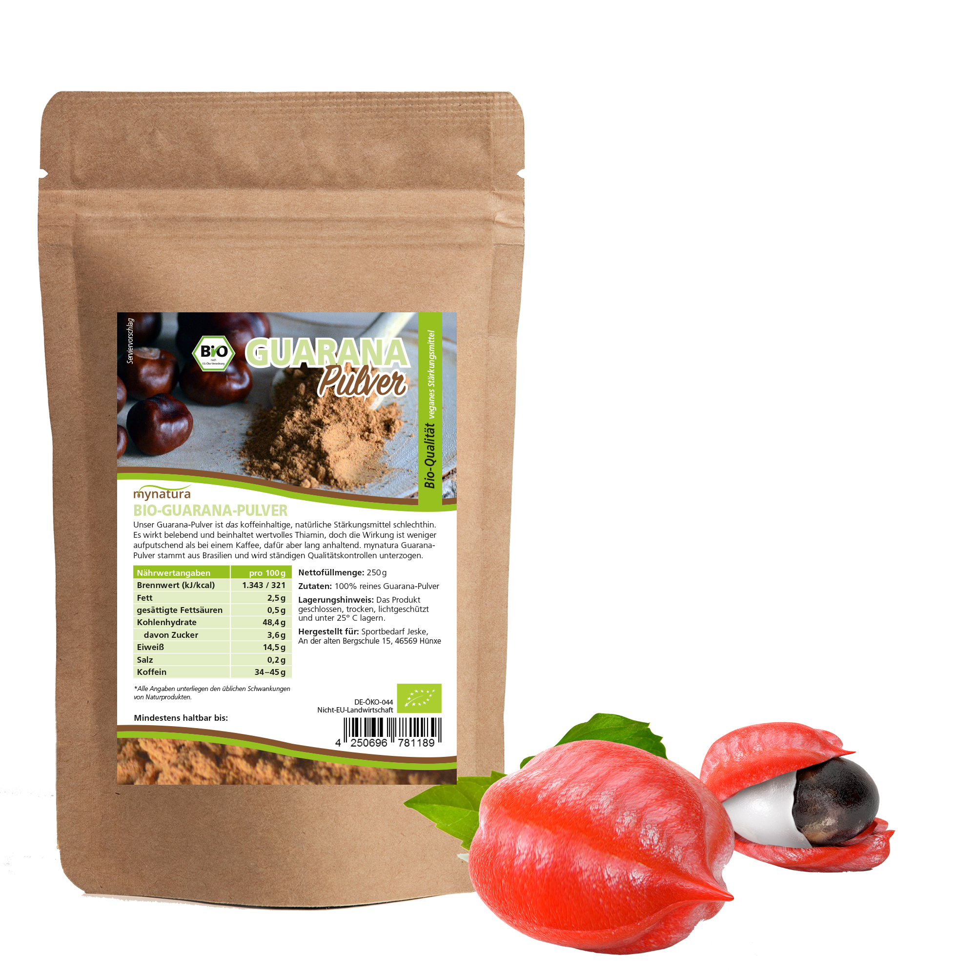 Bio Guarana Pulver – Natürliches Pflanzenpulver mit Koffein | Mynatura Superfoods 0,25Kg Bio Guarana Pulver – Natürliches Pflanzenpulver mit Koffein | Mynatura Superfoods 0,25Kg