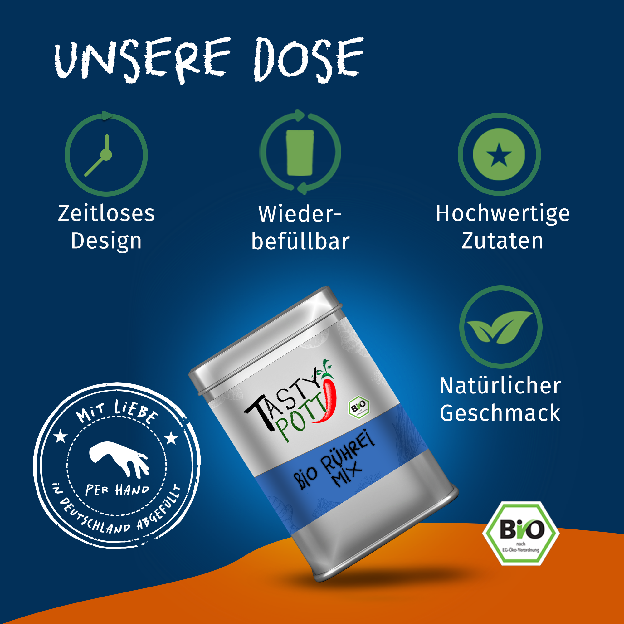 Bio Rührei Mix - Gewürzmischung - 80g Dose von Tasty Pott Bio Rührei Mix - Gewürzmischung - 80g Dose von Tasty Pott