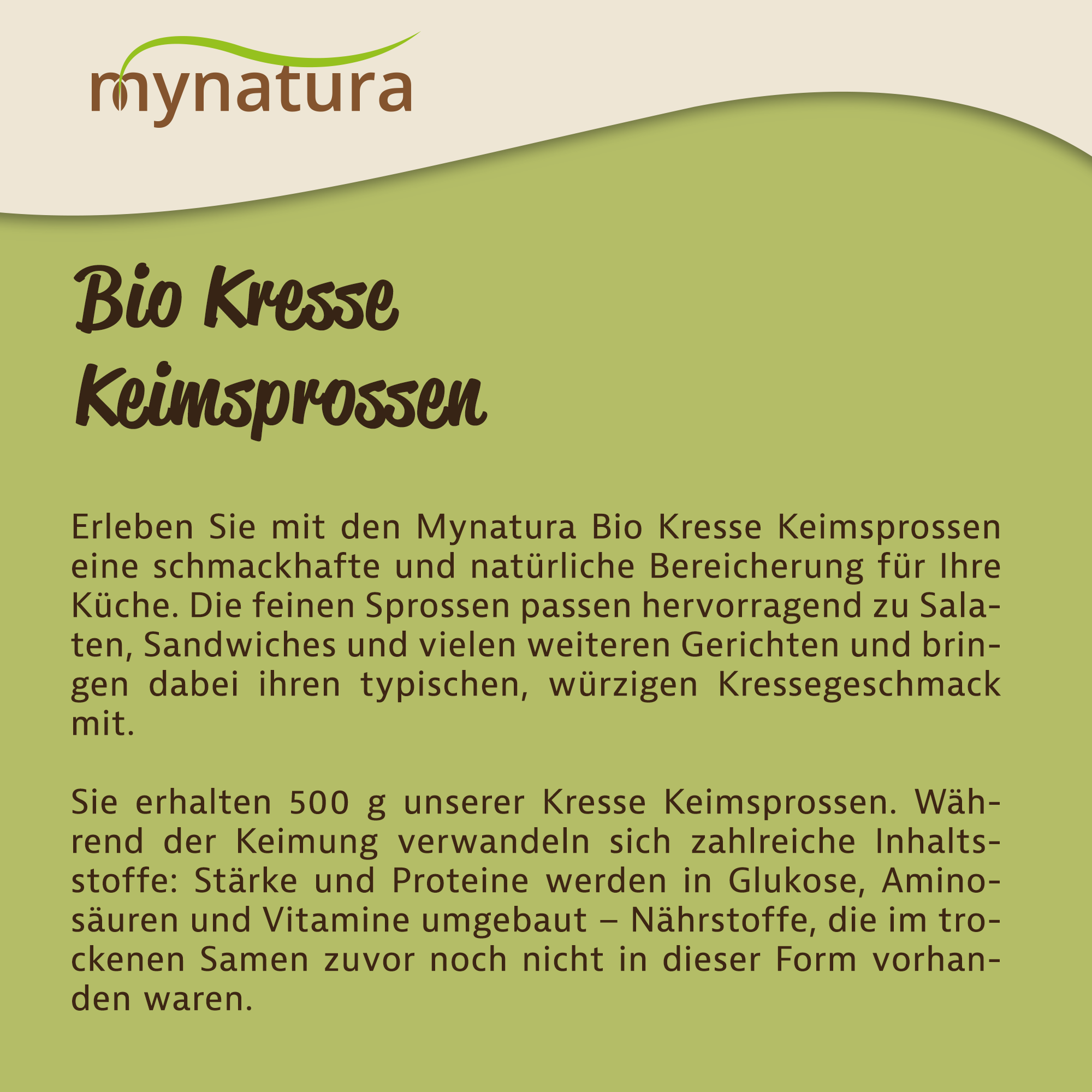 Mynatura Bio Kresse Keimsprossen Gemüse (500g) Mynatura Bio Kresse Keimsprossen Gemüse (500g)