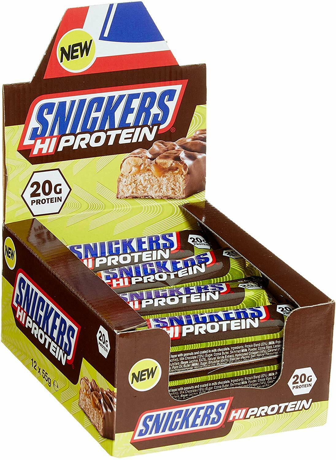 Snickers Hi Protein Riegel 12 x 55g Snickers Hi Protein Riegel 12 x 55g