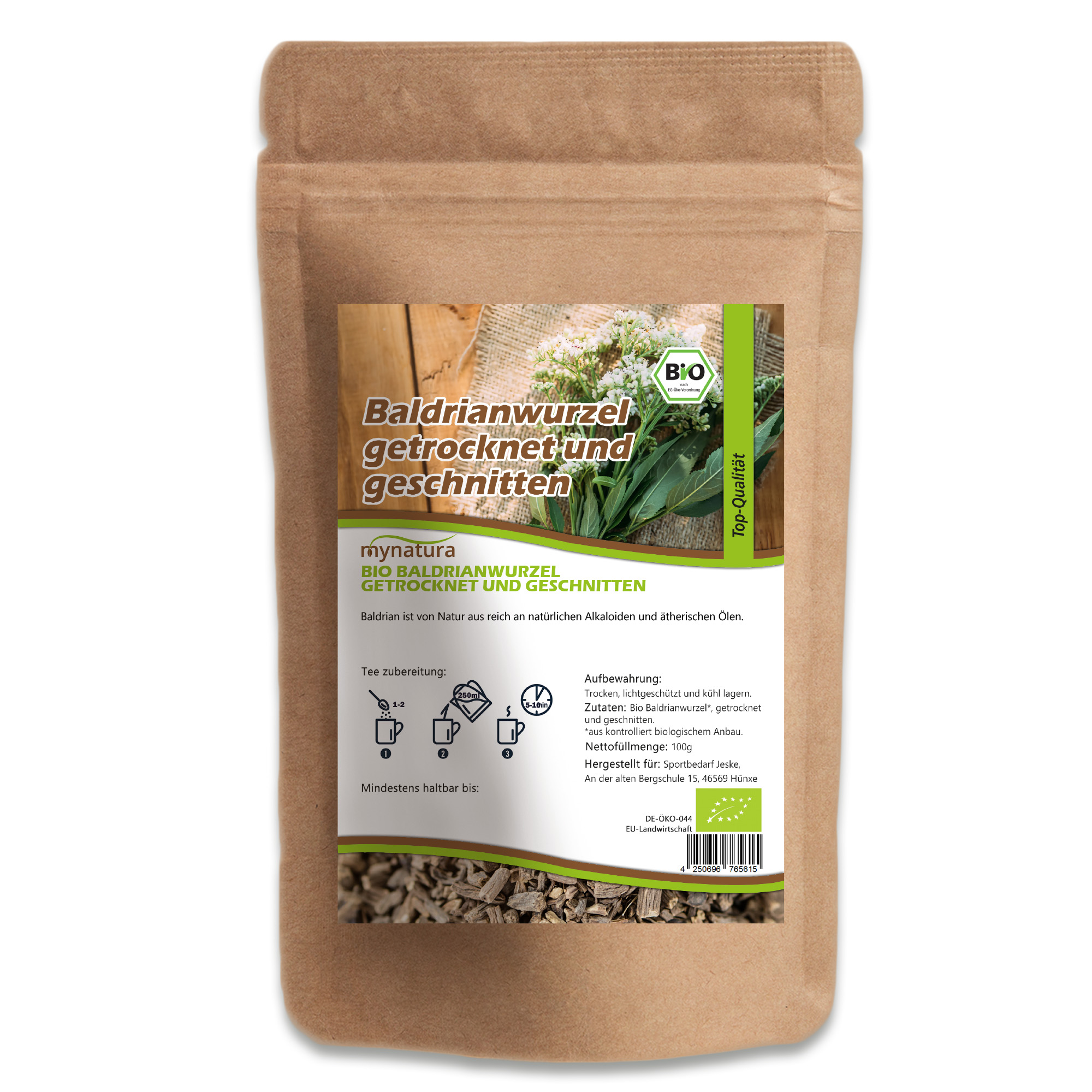 Bio Baldrianwurzel geschnitten von Mynatura | Naturprodukt für Tee & kreative Anwendungen 250g