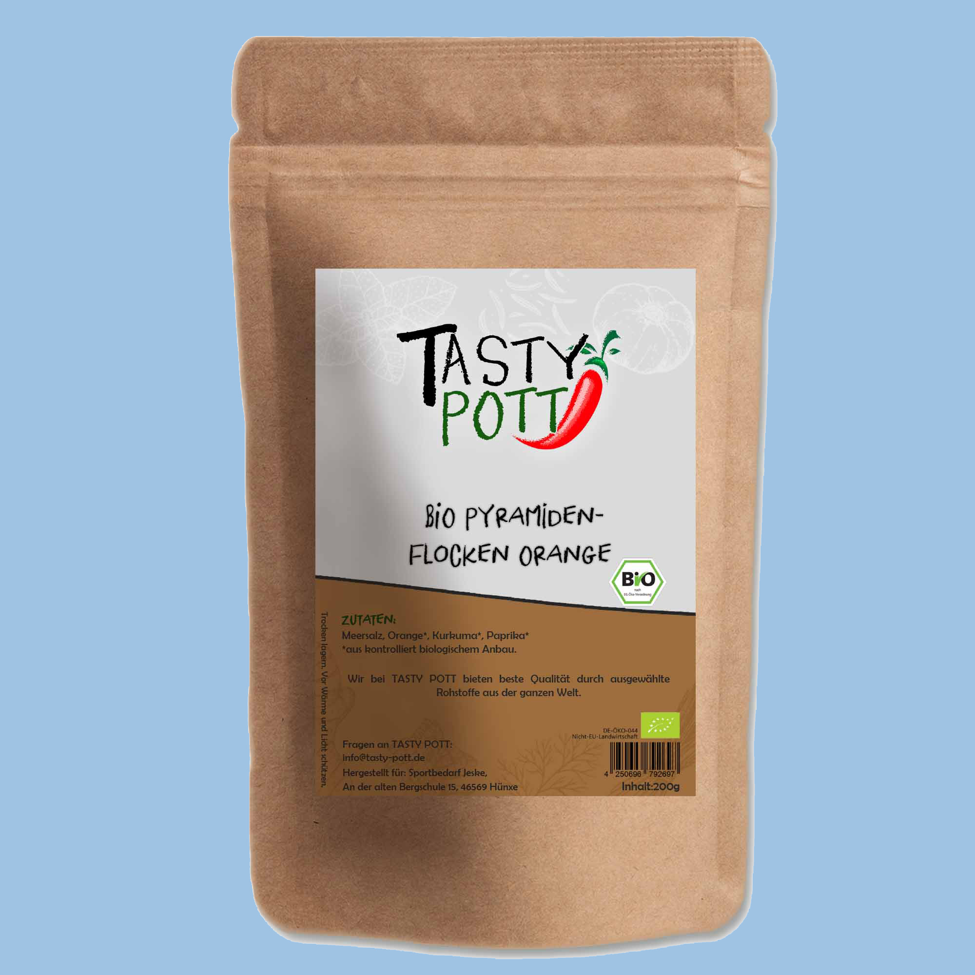 Tasty Pott Bio Pyramidenflocken - Orange - Nachfüllbeutel 30g