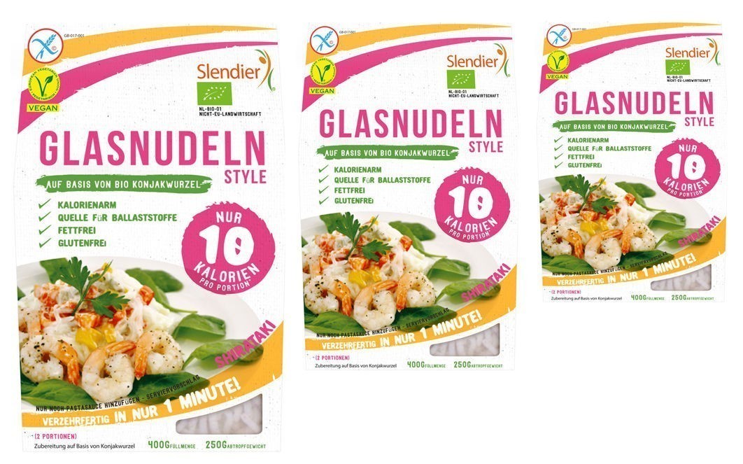 Slendier Basische Konjak Glasnudeln Shirataki (6er Pack Bio) Slendier Basische Konjak Glasnudeln Shirataki (6er Pack Bio)