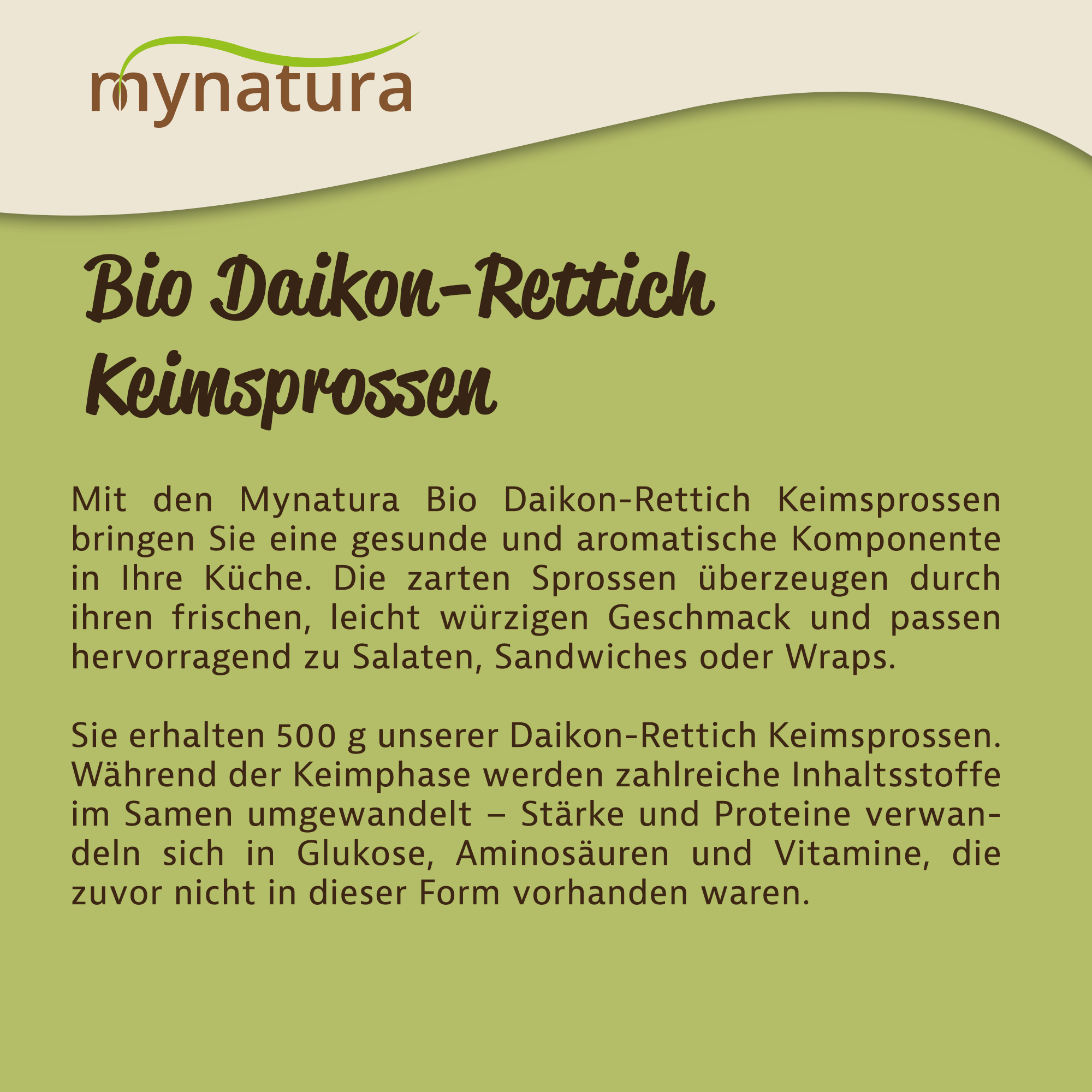 Mynatura Bio Daikon-Rettich Keimsprossen Gemüse (500g)