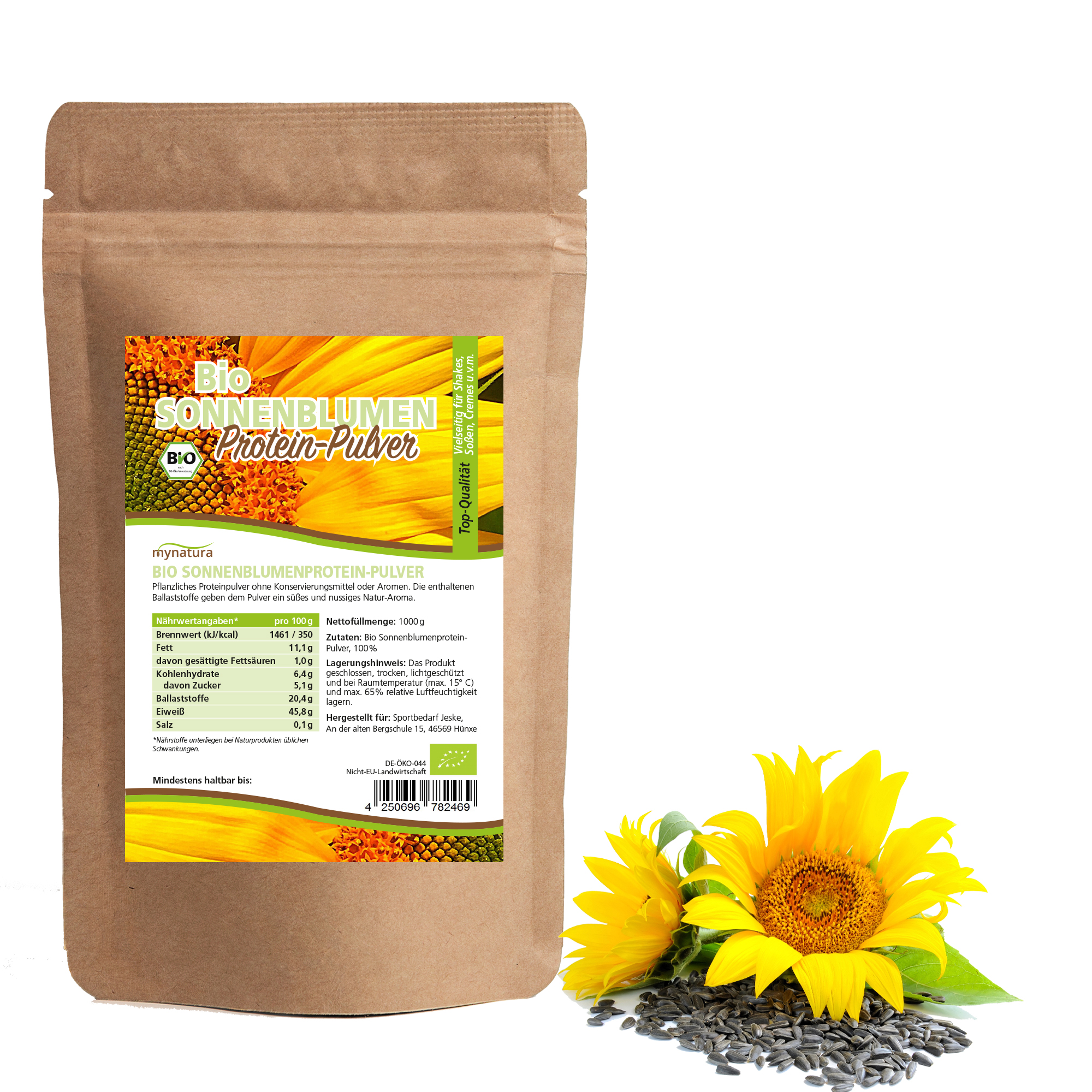 Mynatura Bio Sonnenblumen Mehl Protein Pulver 1Kg Mynatura Bio Sonnenblumen Mehl Protein Pulver 1Kg