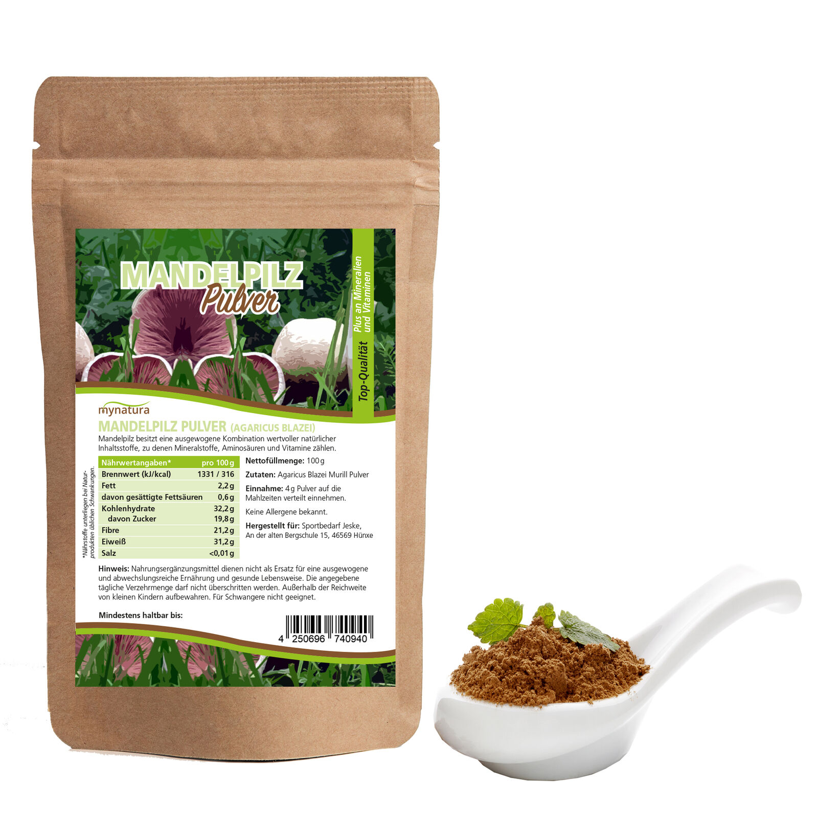 Agaricus blazei Murill Pulver – Edler Mandelpilz aus Brasilien | Hochwertiges Pilzpulver von Mynatura 0,1Kg Agaricus blazei Murill Pulver – Edler Mandelpilz aus Brasilien | Hochwertiges Pilzpulver von Mynatura 0,1Kg