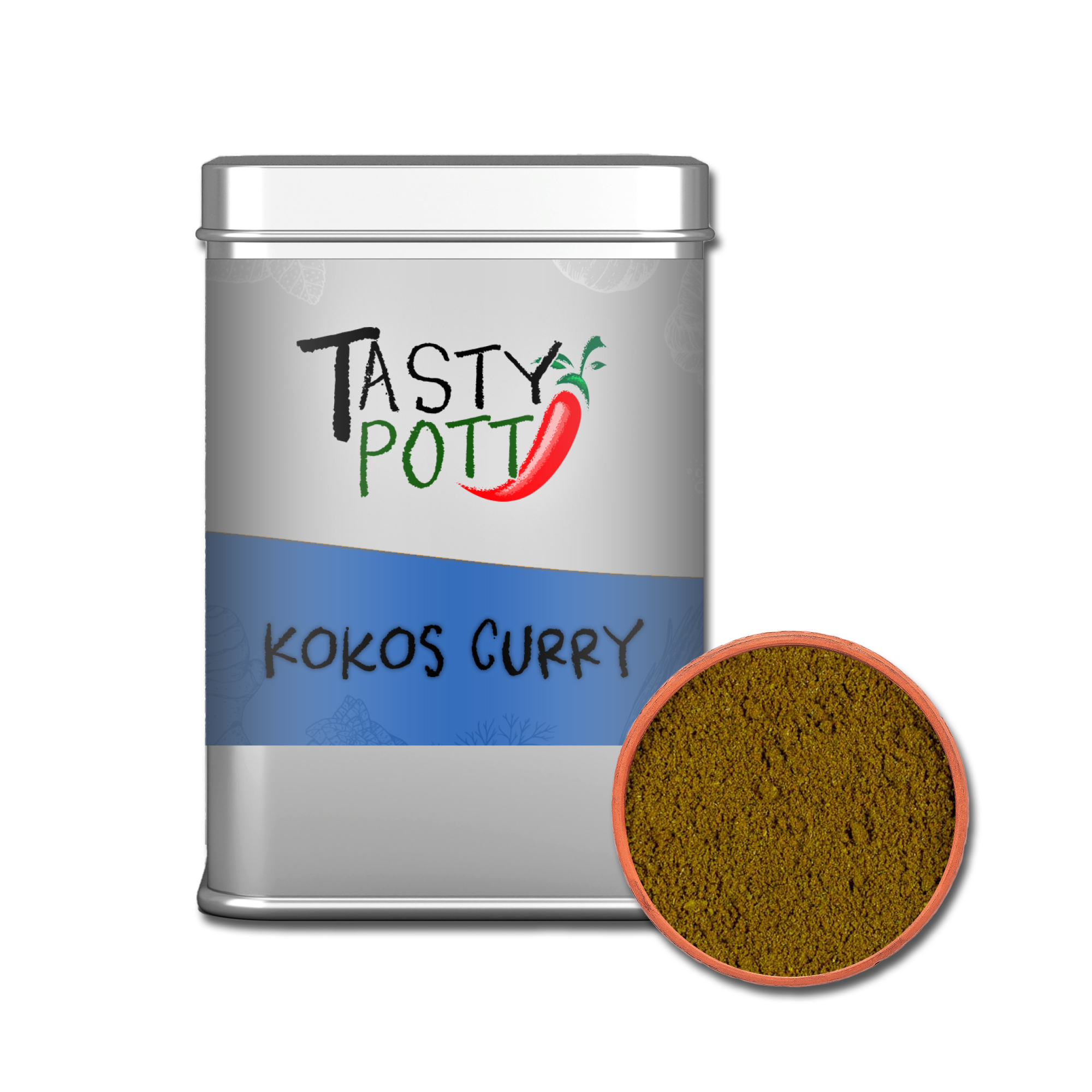 Kokos Curry Gewürz 75g Dose von Tasty Pott 