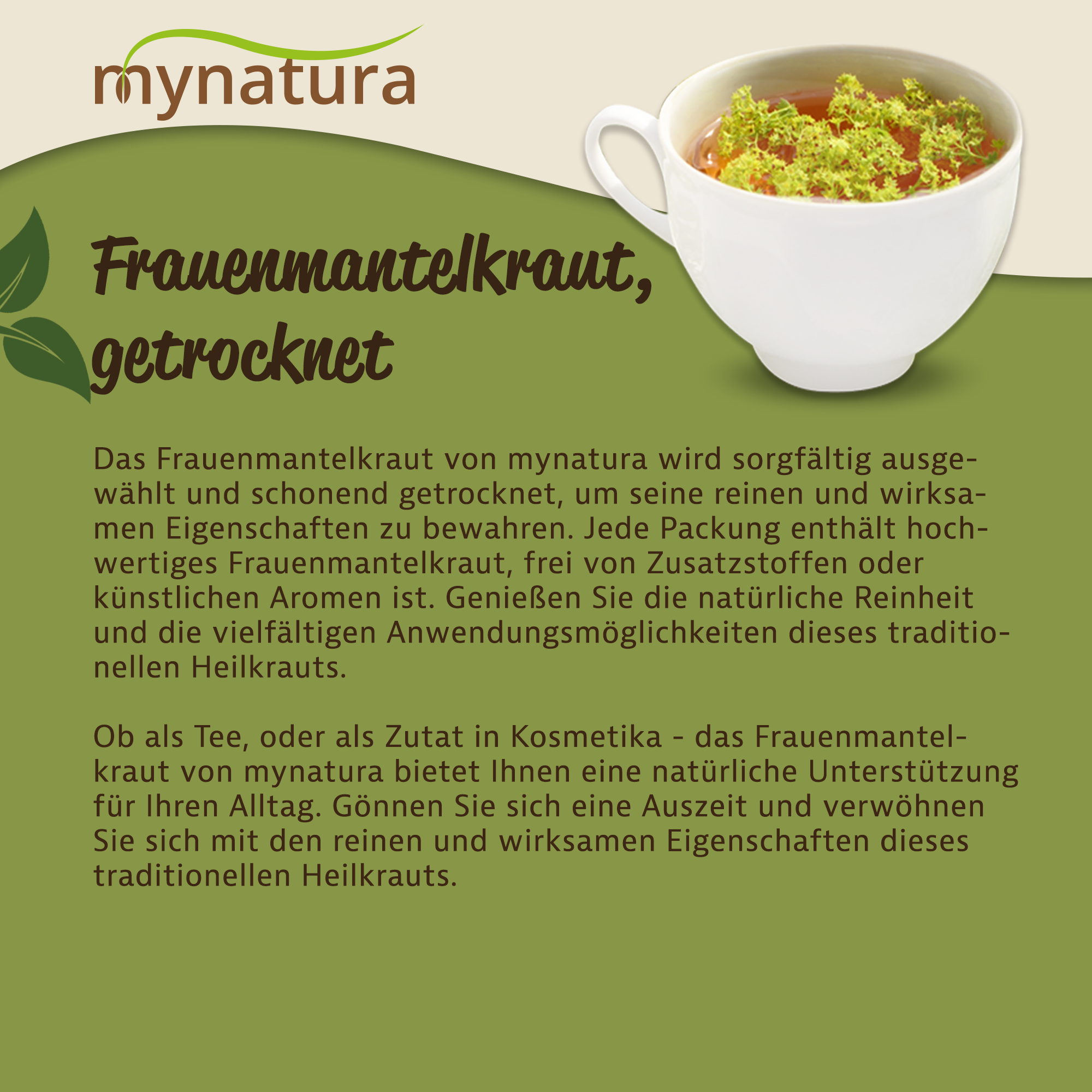 Mynatura  Getrocknetes & geschnittenes Frauenmantelkraut kaufen | Bioqualität für Kräutertee & Küche 100g
