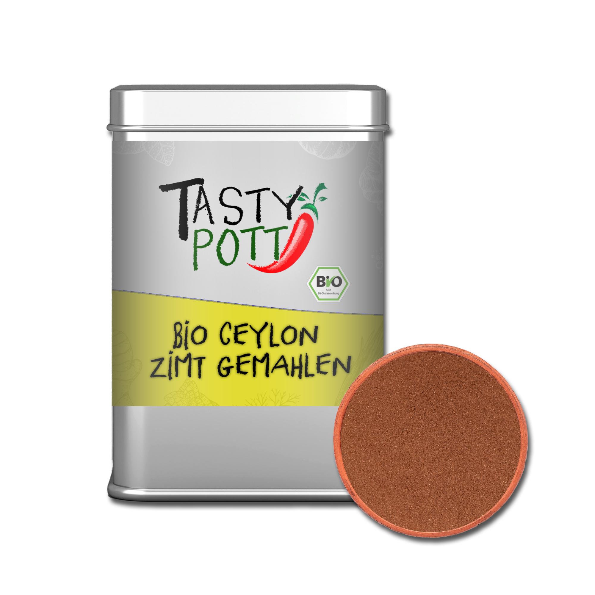 Ceylon Zimt Bio Pulver – 100g Gewürzdose | Tasty Pott Feines Bio Ceylon Zimtpulver in 100g Dose – aromatisch & naturrein
