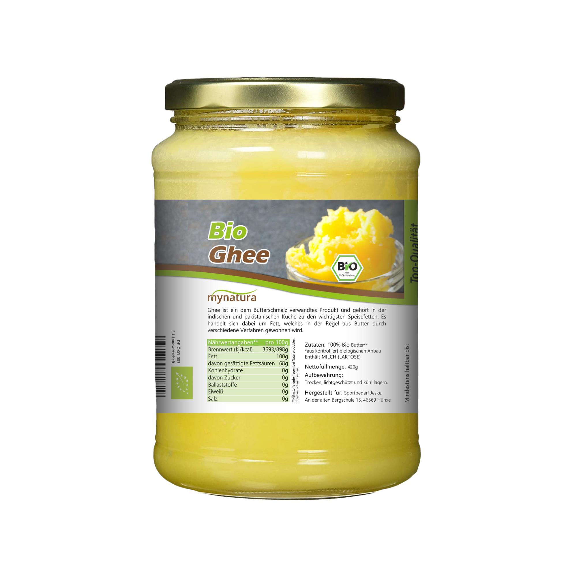 Mynatura Bio Ghee Butterschmalz 420g Glas