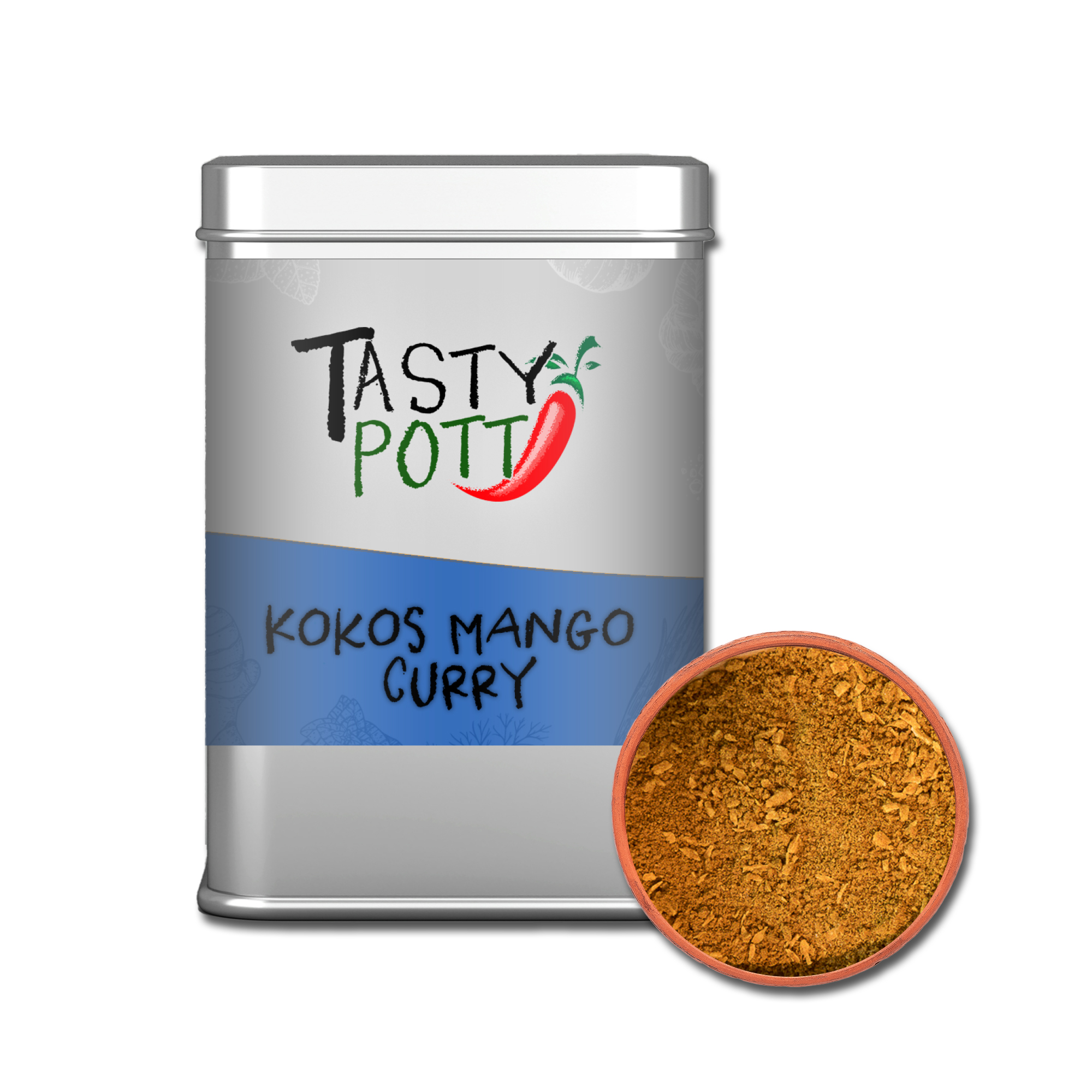 Kokos Mango Curry Gewürz | 75g Dose Tasty Pott   Kokos Mango Curry Gewürz | 75g Dose Tasty Pott