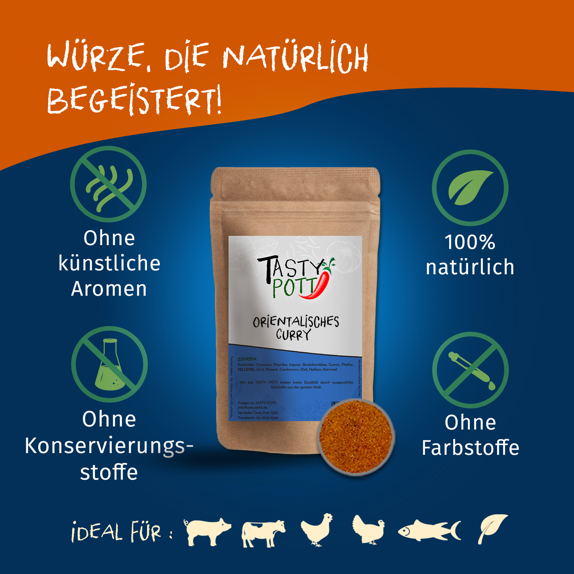 Orientalisches Curry Gewürz - Curry Pulver - 250g Beutel Tasty Pott  