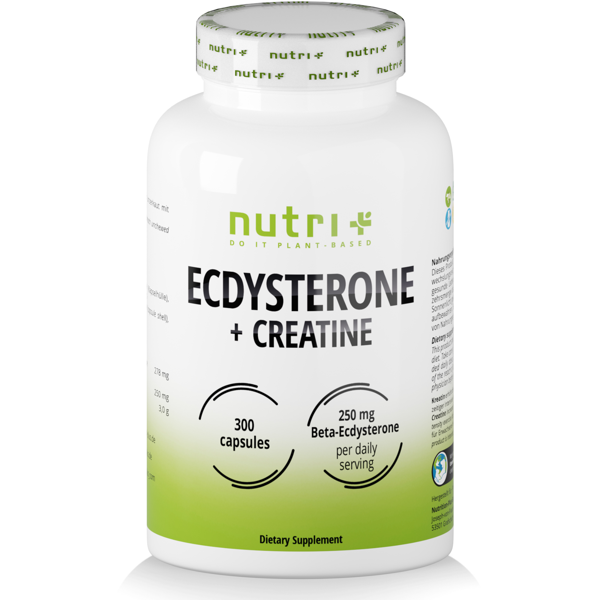 Nutri+ Creatin Kapseln mit Ecdysteron hochdosiert
