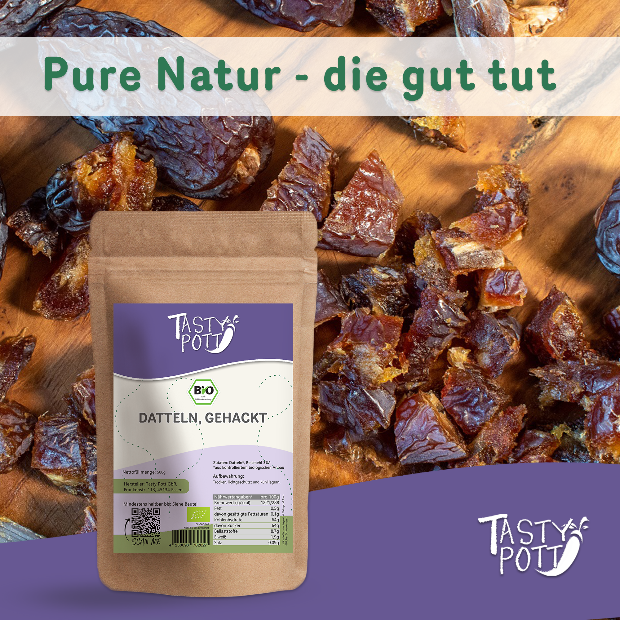 Bio Datteln getrocknet & gehackt