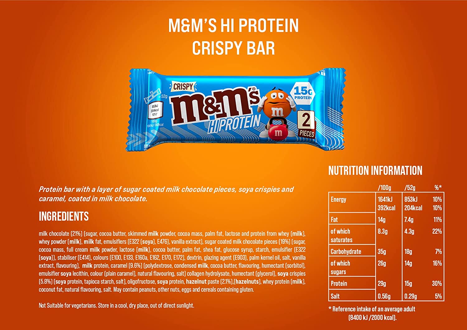 M&M Hi-Protein Bar Crispy 12x52g Crispy M&M Hi-Protein Bar Crispy 12x52g Crispy