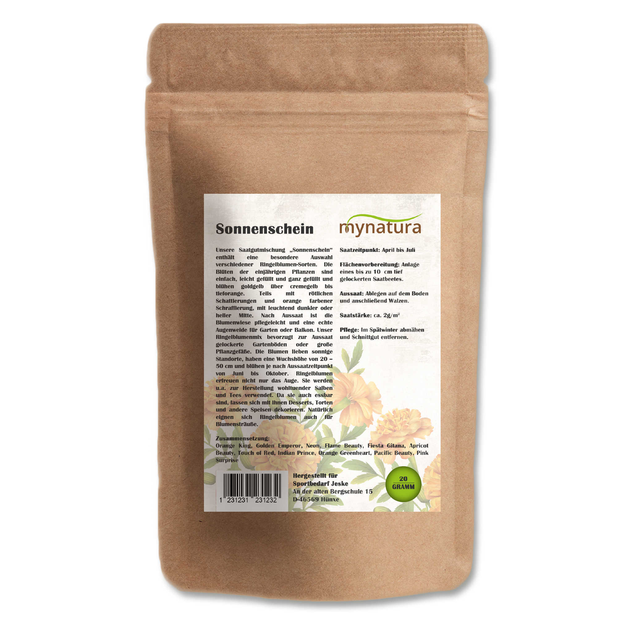 Mynatura Saatgutmischung Sonnenschein Ringelblumen Pflanzensamen 3x20g
