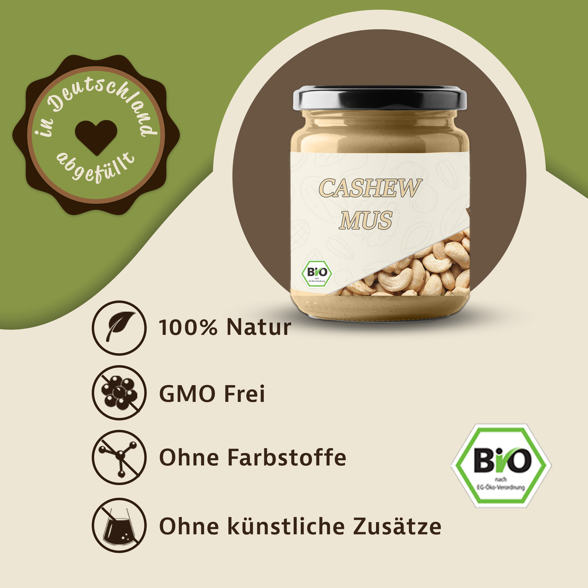 Cashewmus kaufen – cremiges Nussmus aus Cashewnüssen für vegane Küche & Genuss 0,5Kg