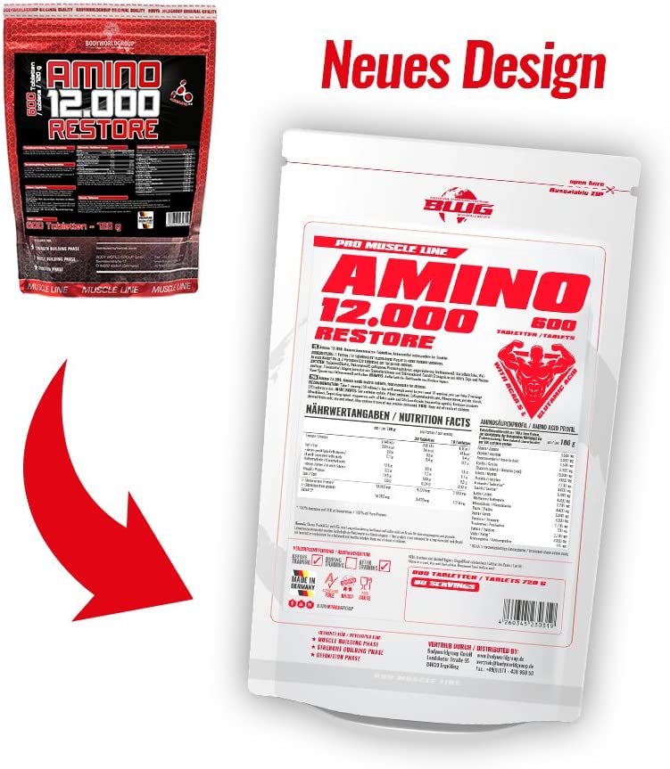 BWG Amino Restore 12OOO + Bcaa's, 600 Tabl.a 1200mg