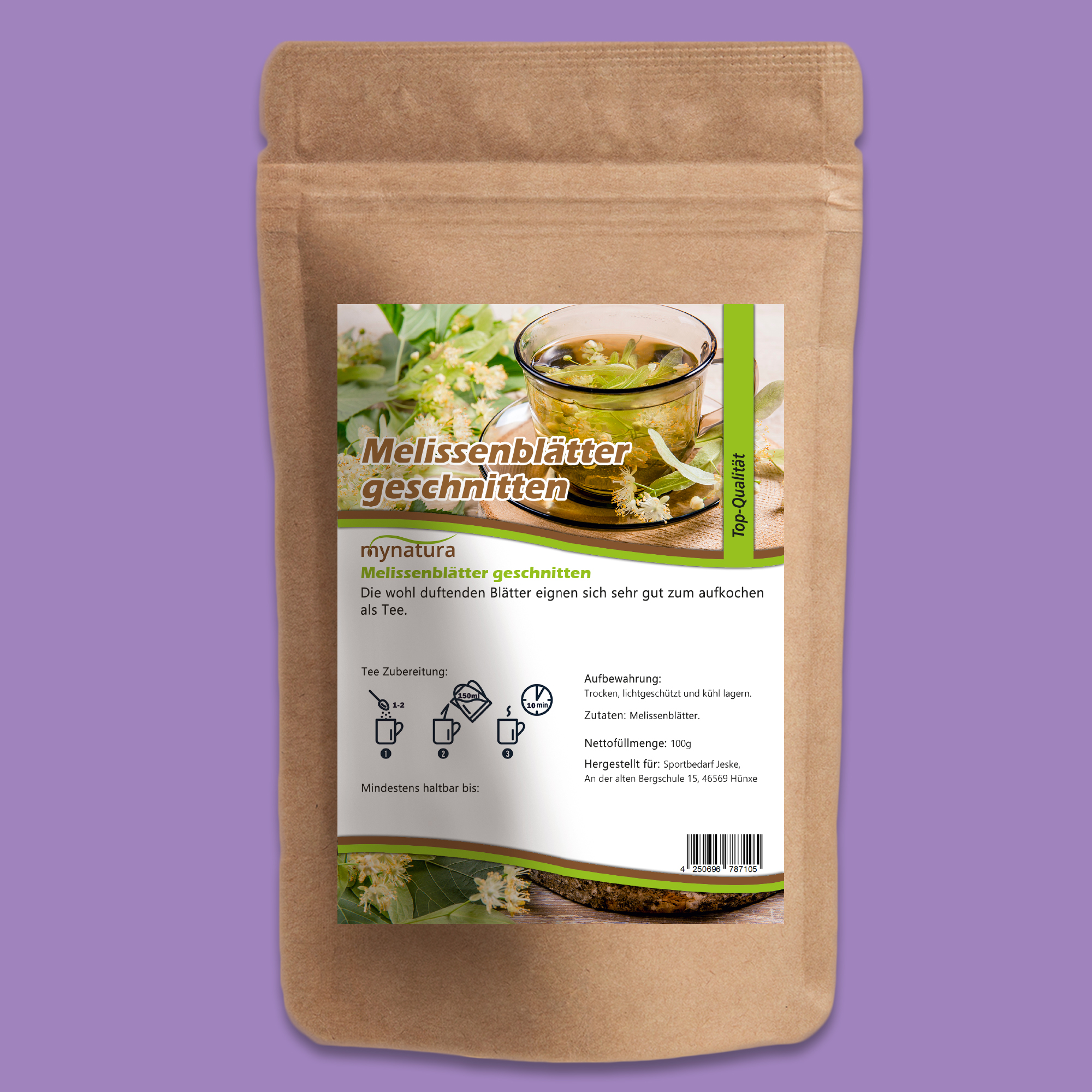 Melissenblätter getrocknet & geschnitten von Mynatura – naturrein und aromatisch als Tee oder Kräuterzutat 250g