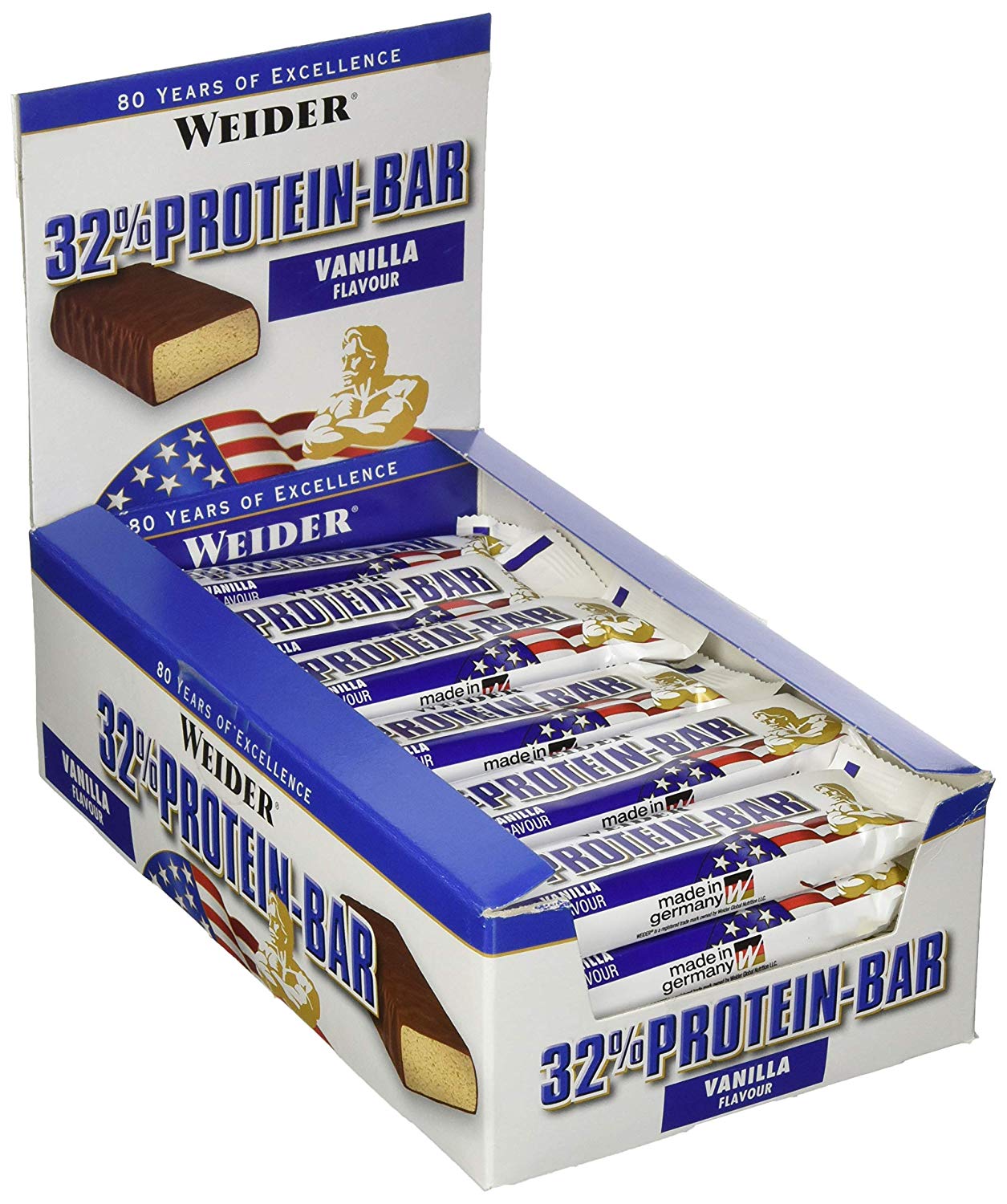 Weider 32% Protein Bar, 24 Eiweiß-Riegel à 60g Weider 32% Protein Bar, 24 Eiweiß-Riegel à 60g