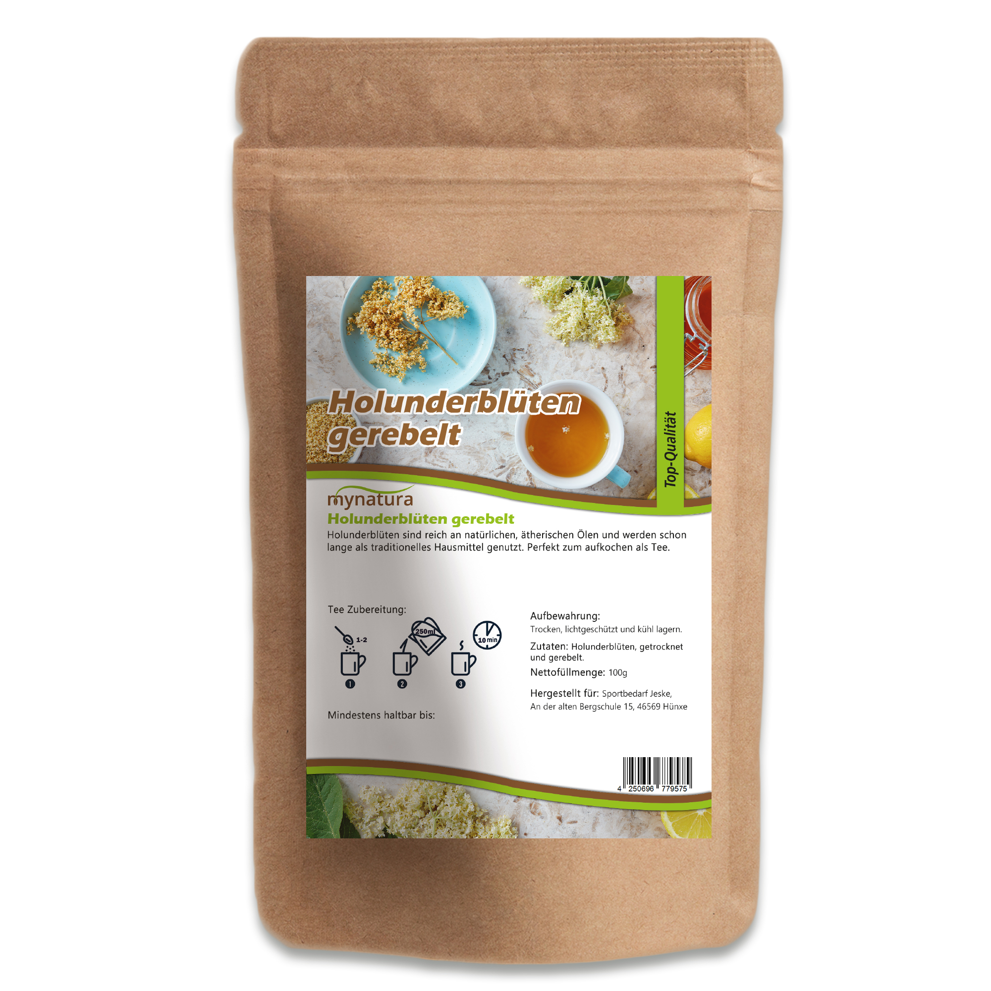 Gerebelte Holunderblüten von mynatura – Aromatische Blüten für Tee, Sirup & Küche 100g