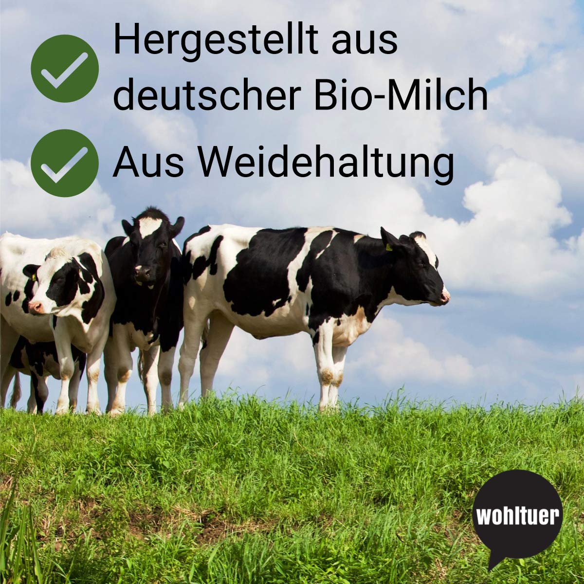 Wohltuer Bio Vollmilchpulver 500g | Bio & Weidehaltung | Sehr gut löslich & frei von Zusätzen | Milch