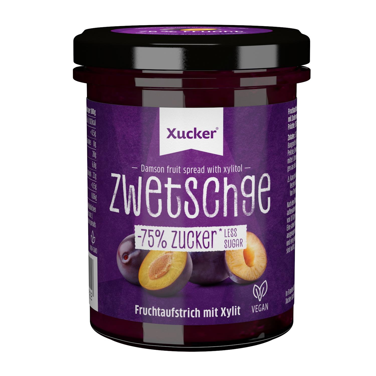Xucker Fruchtaufstrich Zwetschge (75 % Frucht) 220g