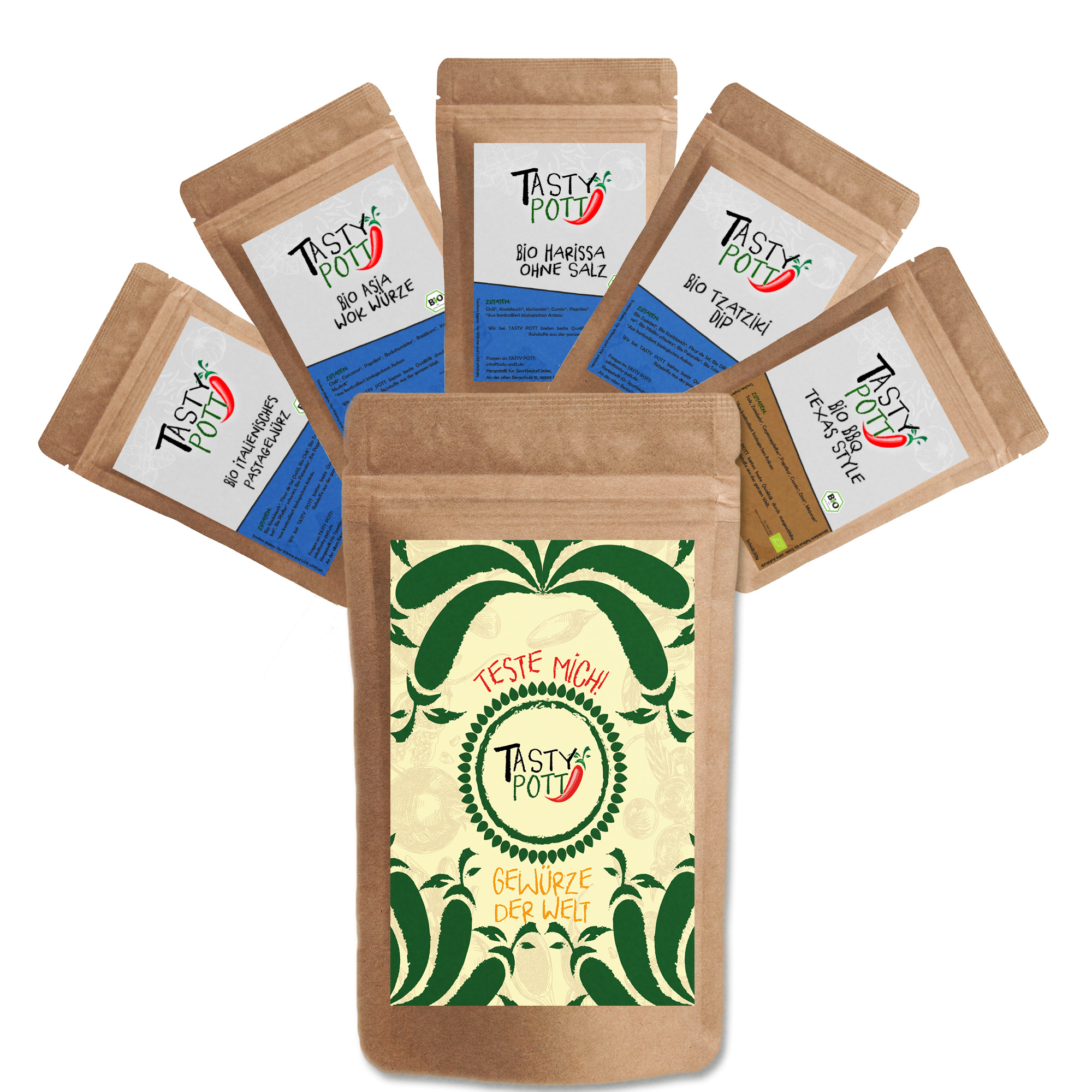 Tasty Pott Gewürze der Welt Set 5x 30g - Gewürzmischungen