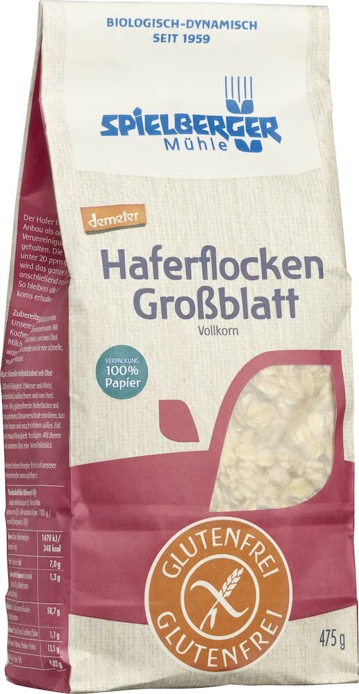 Spielberger Bio Glutenfreie Haferflocken Großblatt, demeter (475g) Spielberger Bio Glutenfreie Haferflocken Großblatt, demeter (475g)