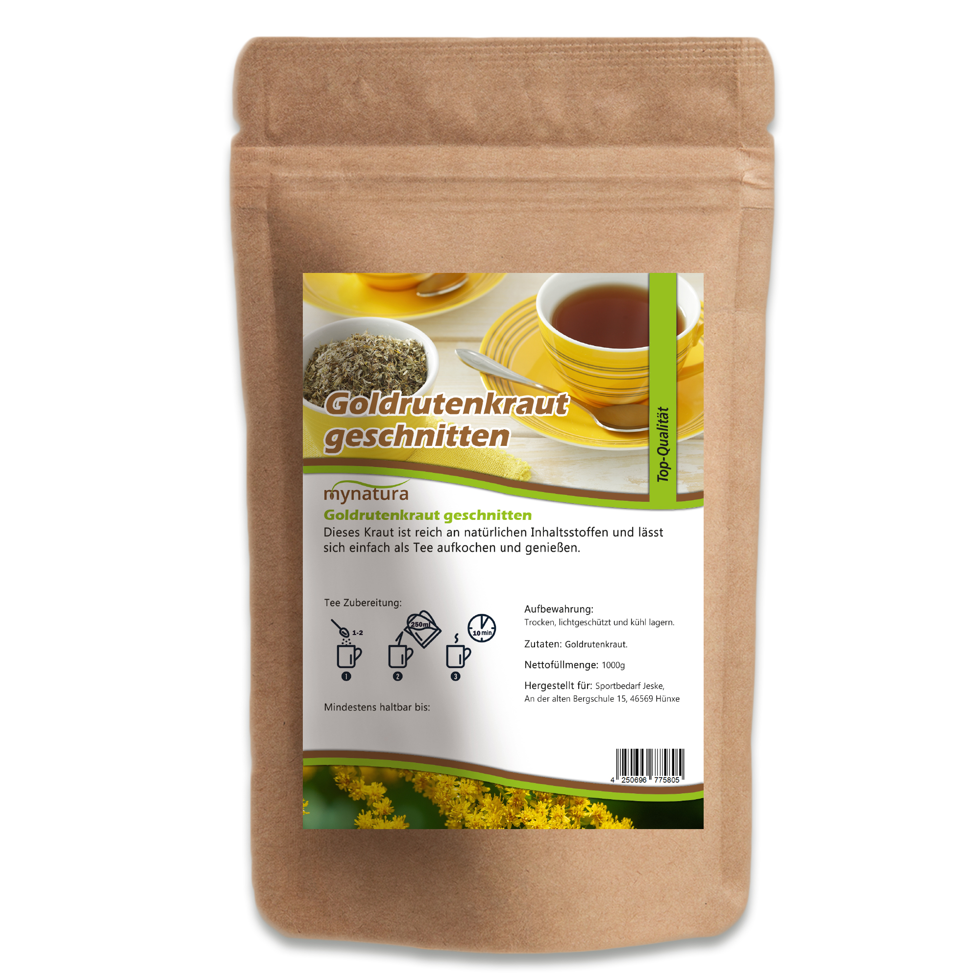 Goldrutenkraut getrocknet & geschnitten – natürliches Naturprodukt in bester Qualität von Mynatura 250g