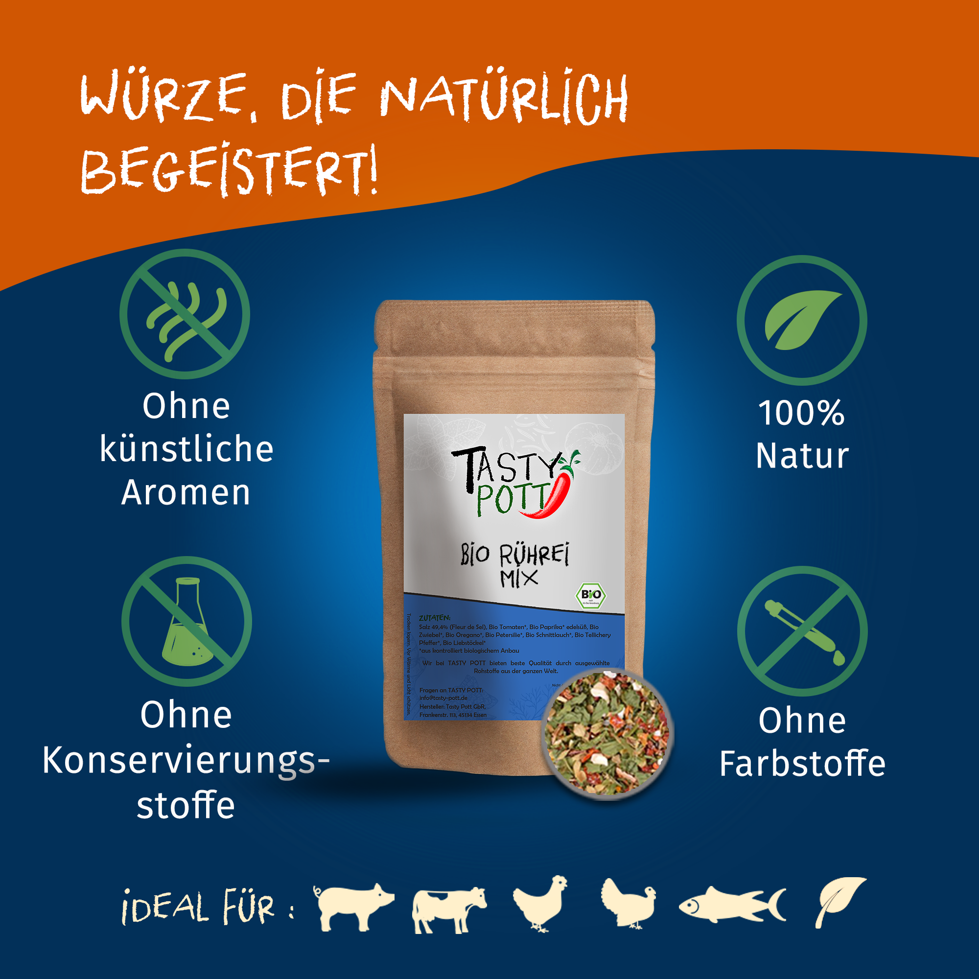 Bio Rührei Mix - Gewürzmischung - 80g Dose von Tasty Pott Bio Rührei Mix - Gewürzmischung - 80g Dose von Tasty Pott