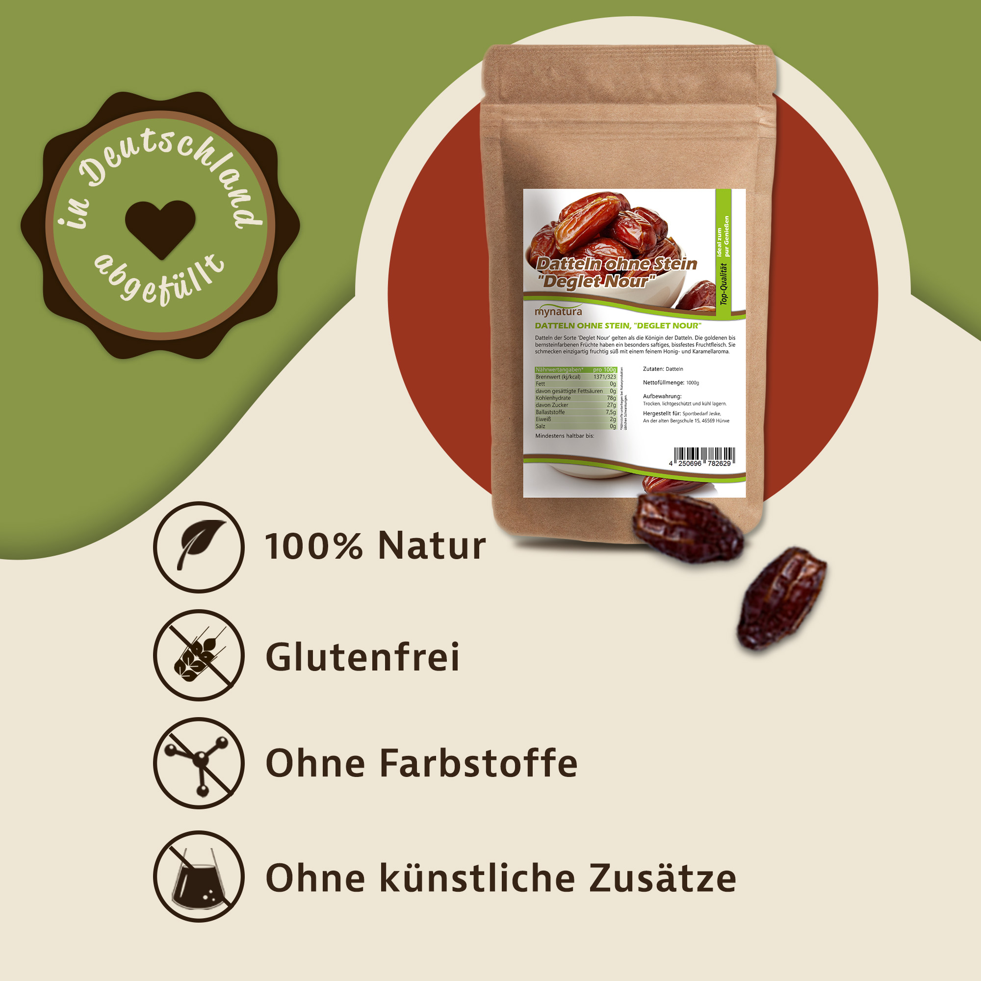 Mynatura Datteln ohne Stein - Deglet Nour 1Kg