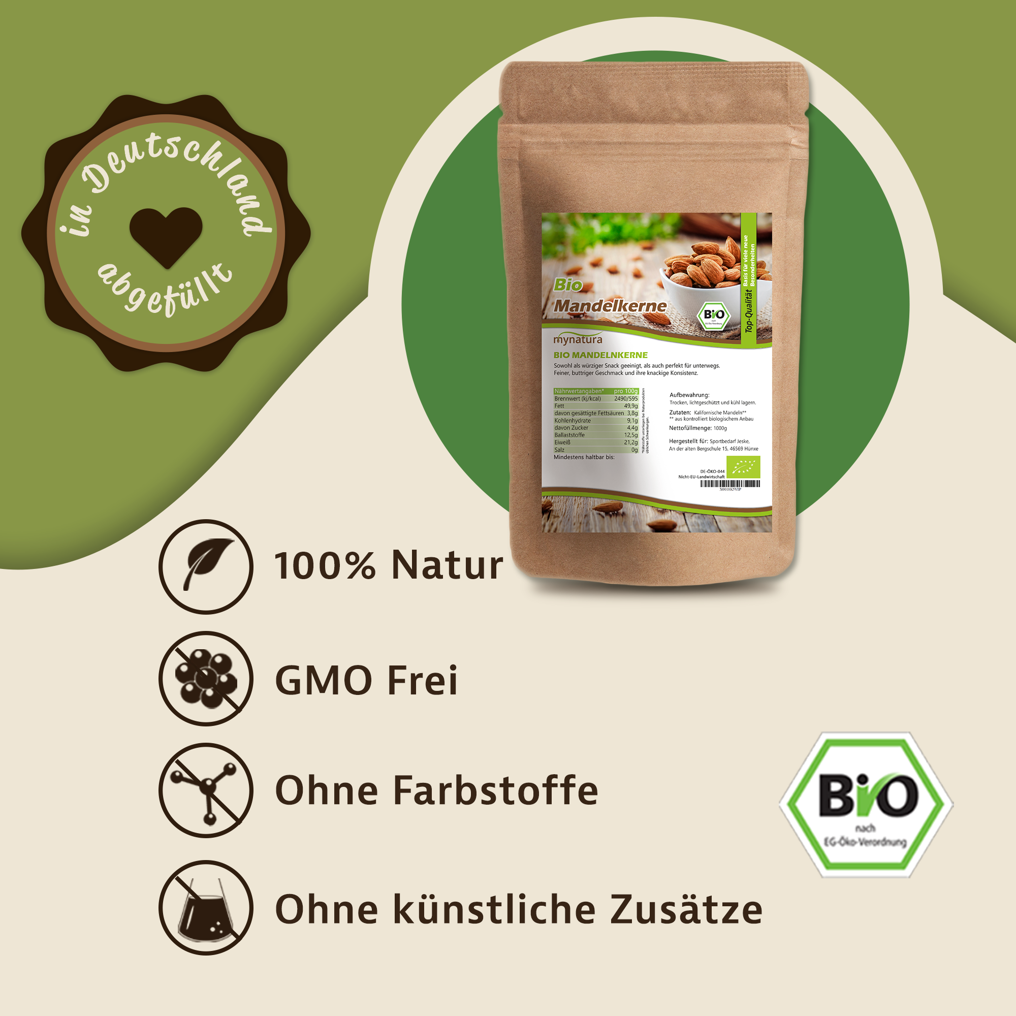 Mynatura Bio Mandeln, unbehandelt 1Kg