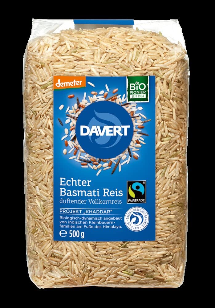 Davert Bio demeter Echter Basmati Reis Vollkornreis Fairtrade (6x500g)