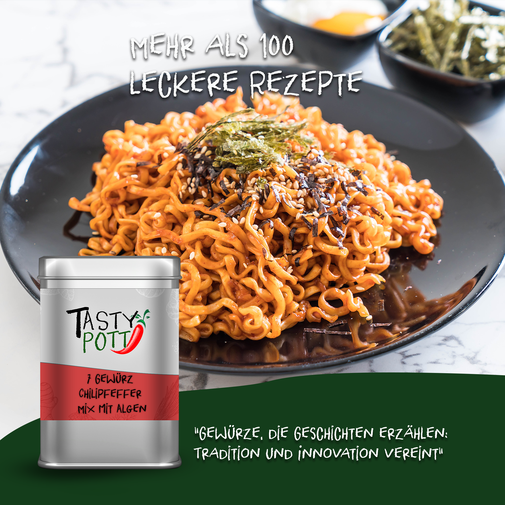 Scharfer 7 Gewürze Chilipfeffer mit Algen von Tasty Pott