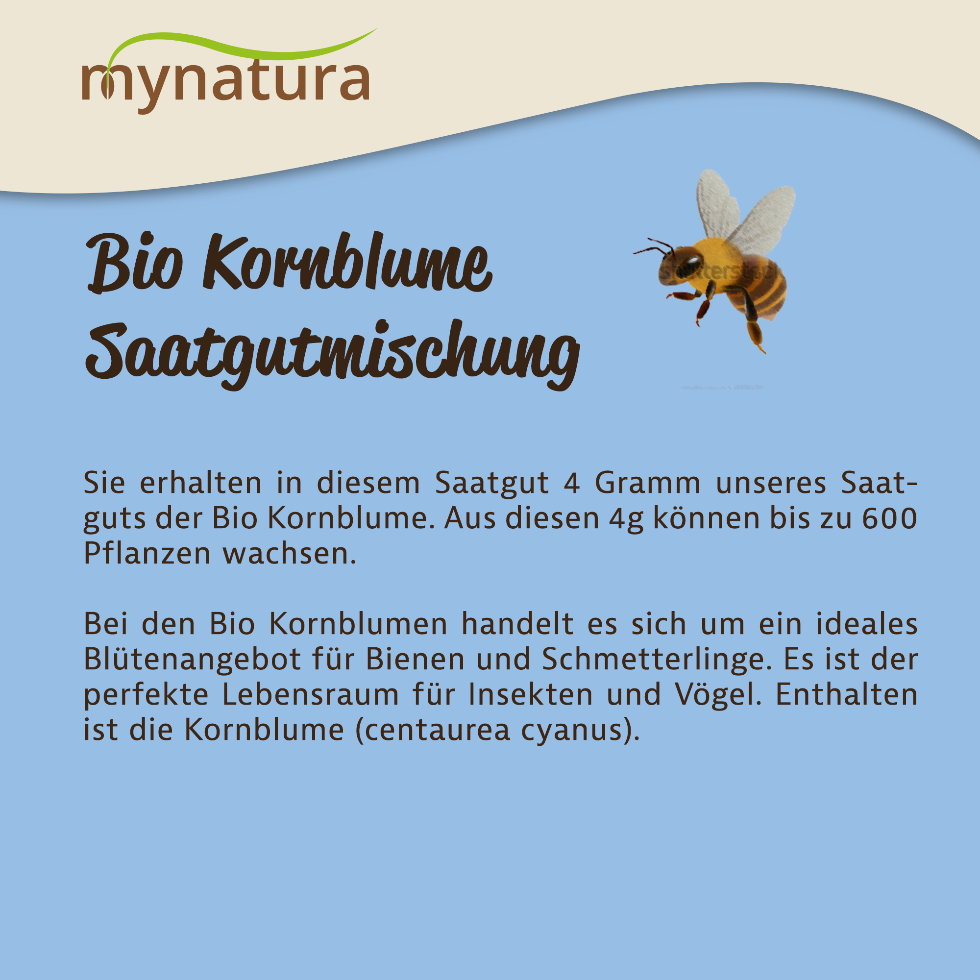 Mynatura Bio Kornblume Bio Saatgutmischung Kornblumen 4g Mynatura Bio Kornblume Bio Saatgutmischung Kornblumen 4g