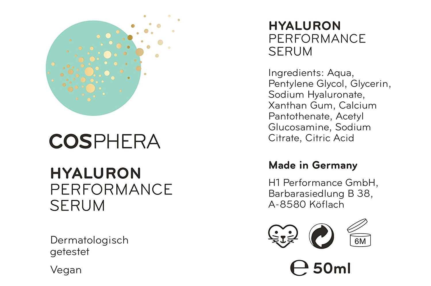 Cosphera - Hyaluron Performance Serum hochdosiert 50 ml - Hyaluronsäure Konzentrat Gel für Gesicht, Cosphera - Hyaluron Performance Serum hochdosiert 50 ml - Hyaluronsäure Konzentrat Gel für Gesicht,