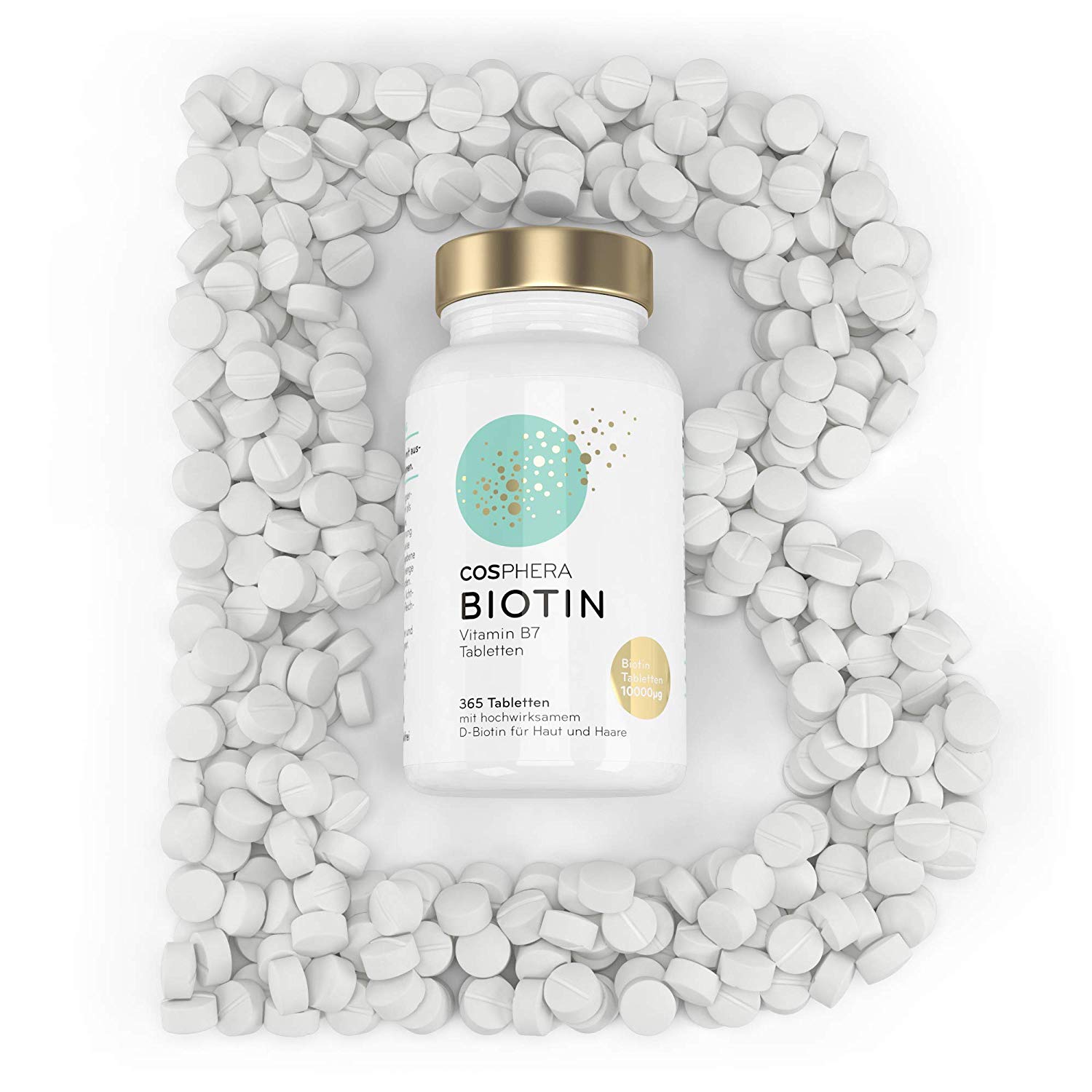 Cosphera - Biotin Hochdosiert 10.000 mcg D-Biotin 365 vegane Tabletten