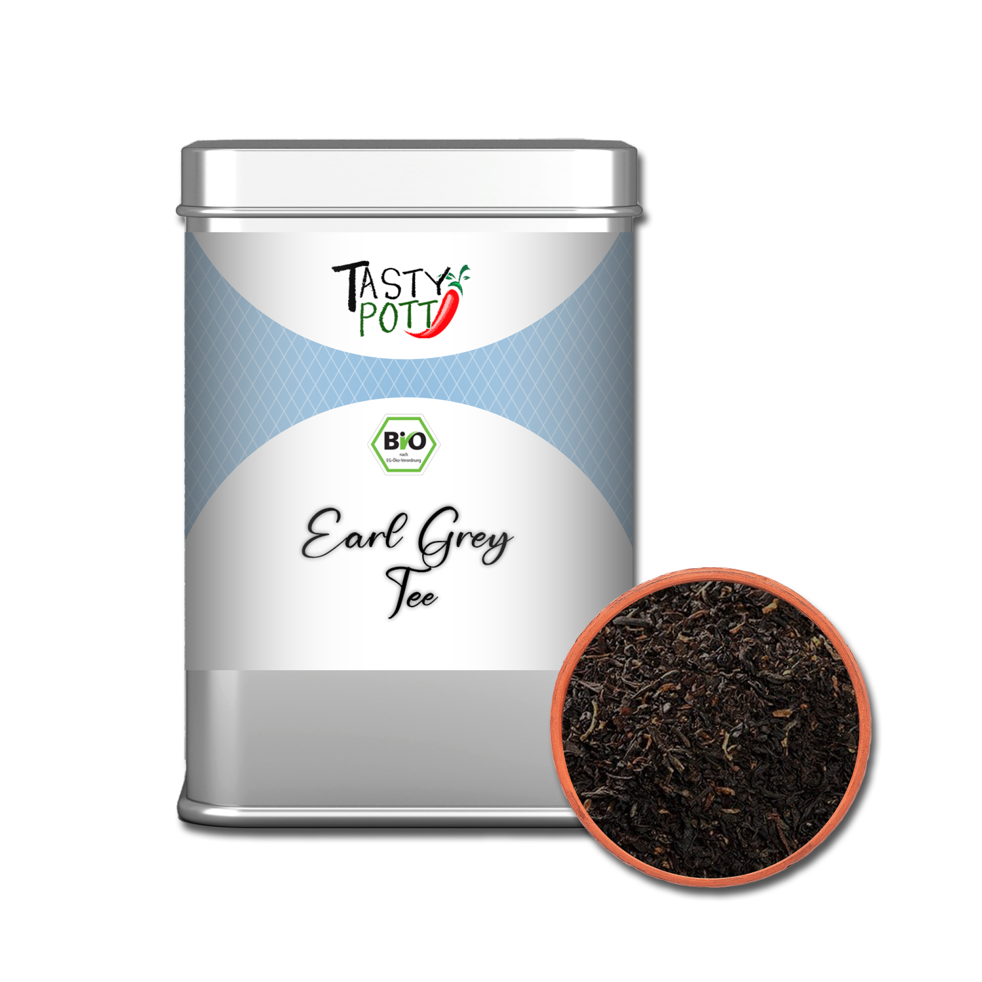 Bio Earl Grey Tee - Aromatisierter Schwarztee mit Bergamotte - 50g Dose von Tasty Pott