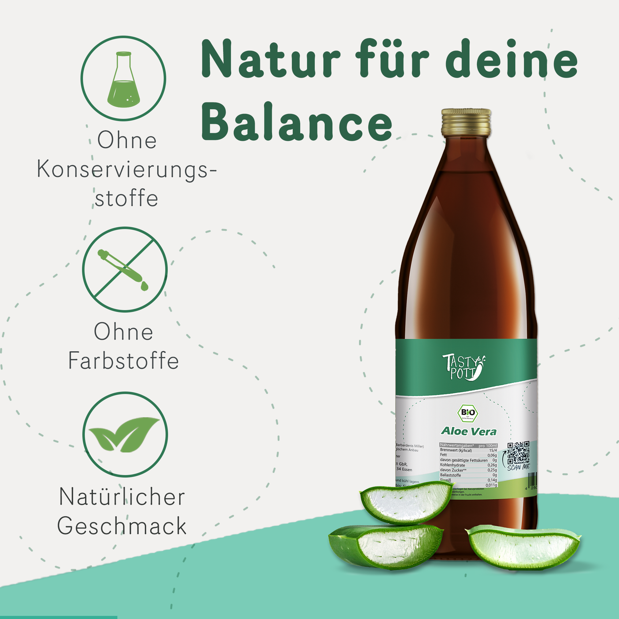 Tasty Pott Bio Aloe Vera 1L - Direktsaft